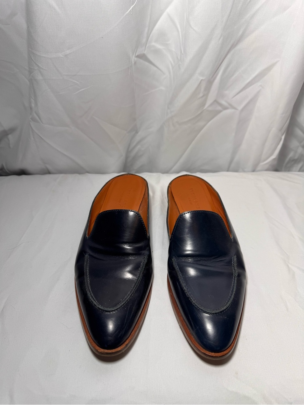 Women’s Navy Leather Slip-On Loafers